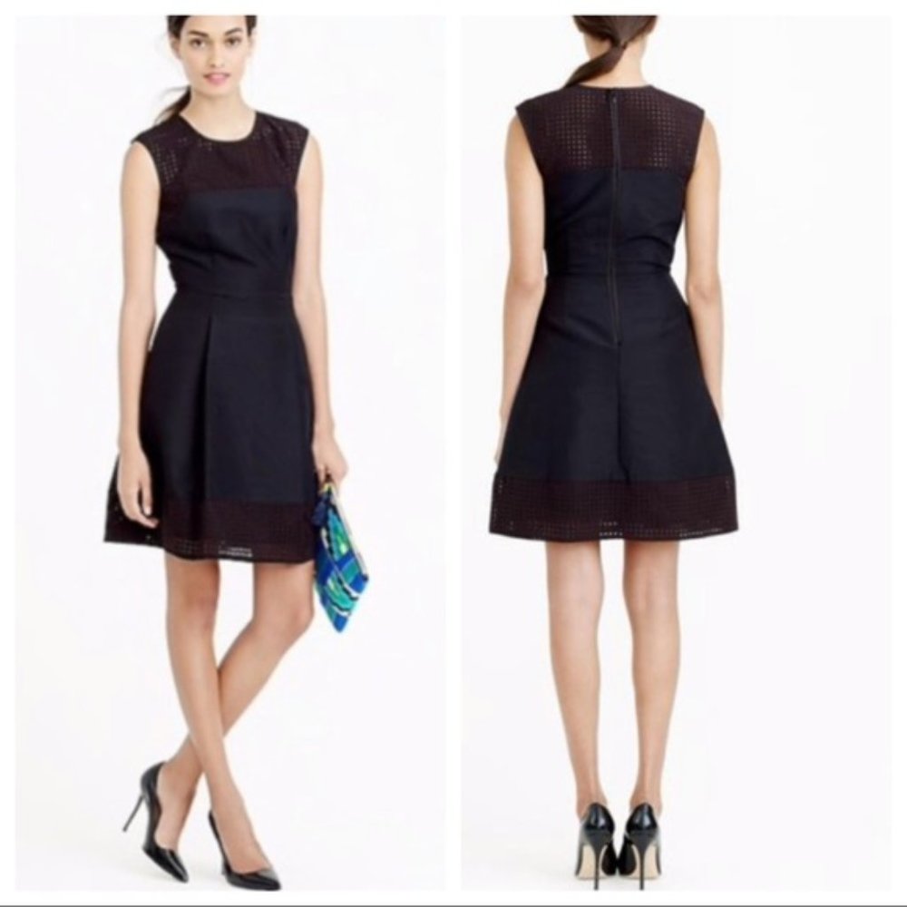 J. Crew Black Silk Blend Perforated Dress